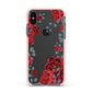 Red Roses Apple iPhone Xs Impact Case Pink Edge on Black Phone