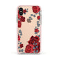 Red Roses Apple iPhone Xs Impact Case Pink Edge on Gold Phone