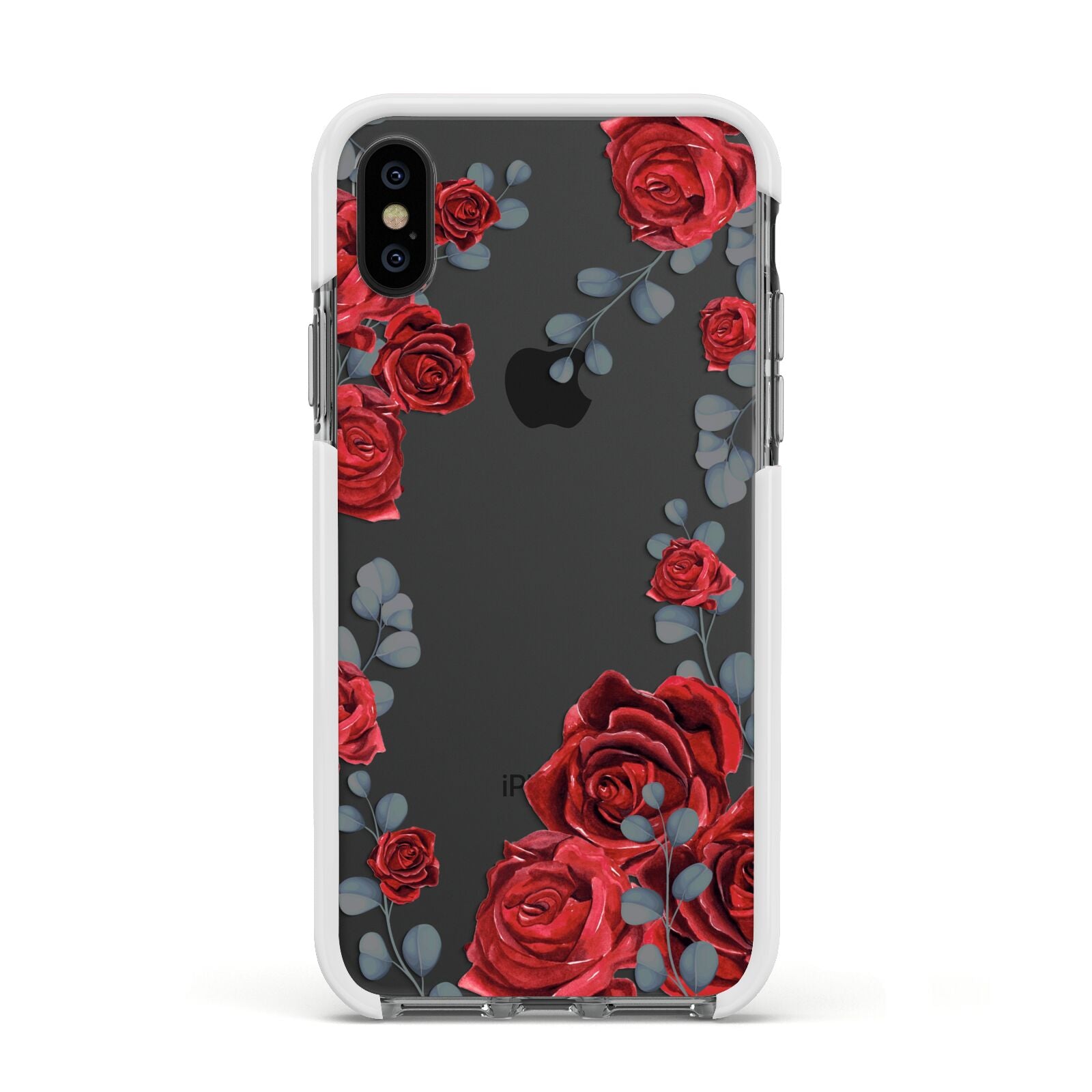 Red Roses Apple iPhone Xs Impact Case White Edge on Black Phone