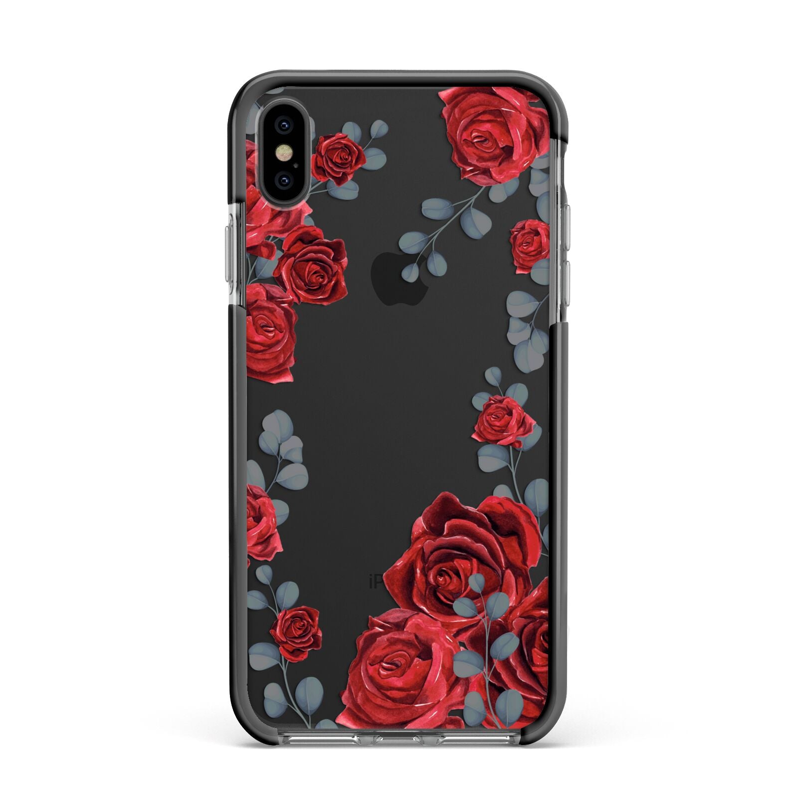 Red Roses Apple iPhone Xs Max Impact Case Black Edge on Black Phone