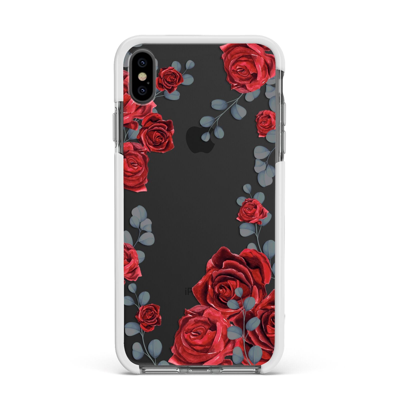 Red Roses Apple iPhone Xs Max Impact Case White Edge on Black Phone