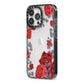 Red Roses iPhone 13 Pro Black Impact Case Side Angle on Silver phone