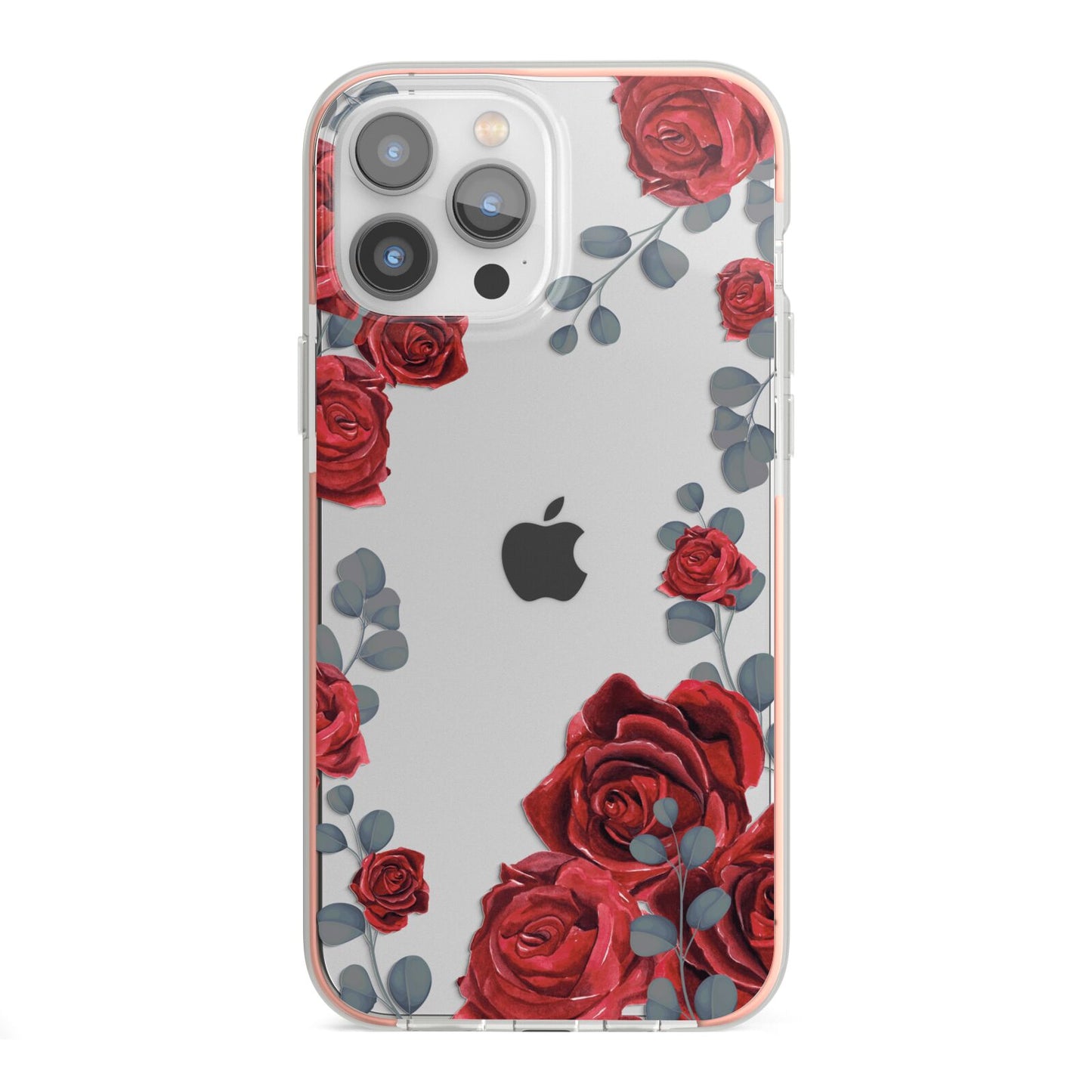 Red Roses iPhone 13 Pro Max TPU Impact Case with Pink Edges