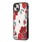 Red Roses iPhone 14 Plus Black Impact Case Side Angle on Silver phone