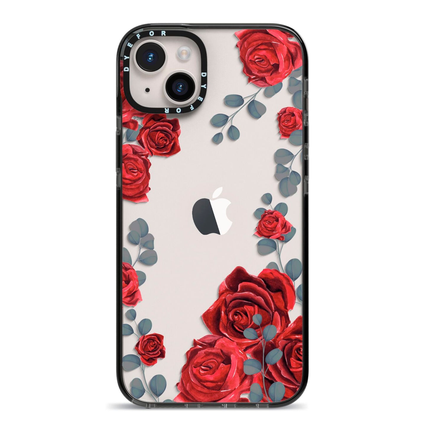 Red Roses iPhone 14 Plus Black Impact Case on Silver phone