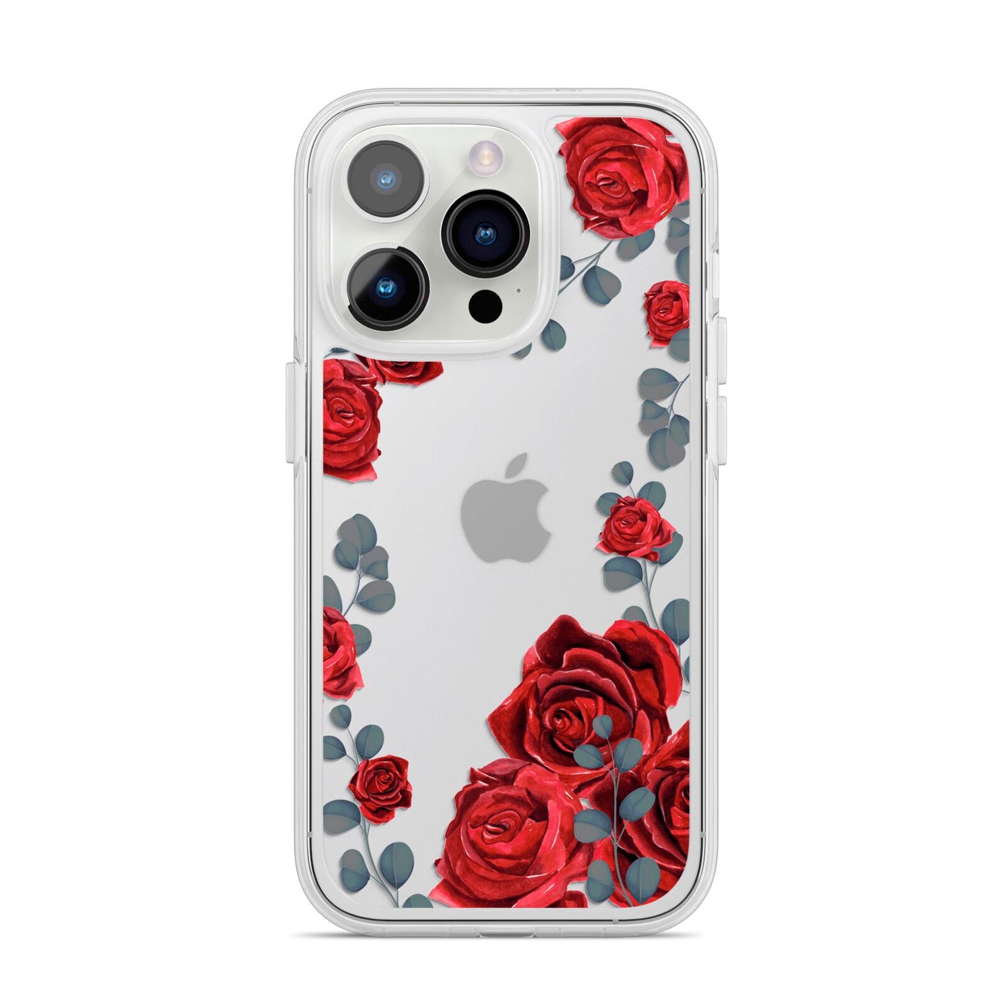Red Roses iPhone 14 Pro Clear Tough Case Silver