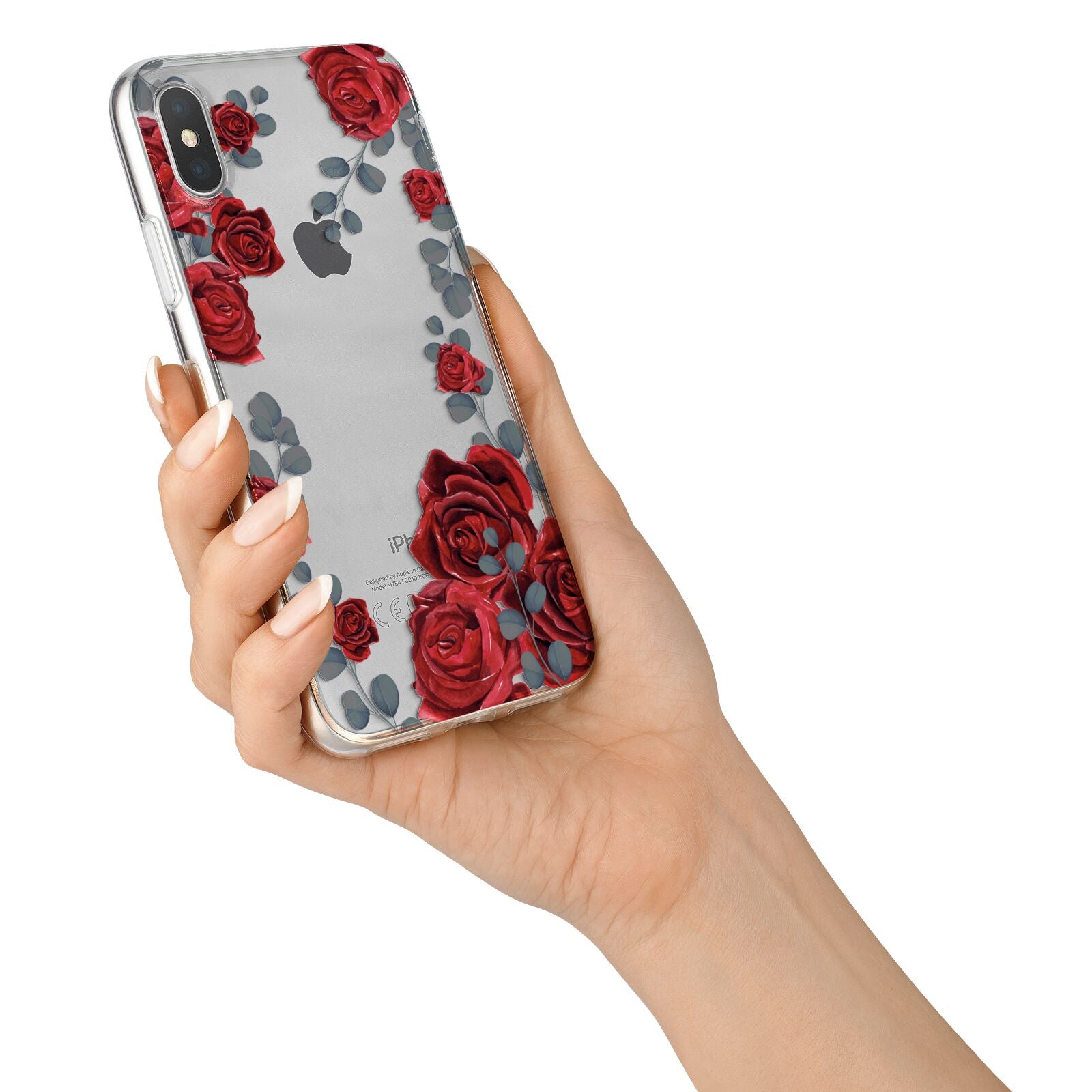 Red Roses iPhone X Bumper Case on Silver iPhone Alternative Image 2