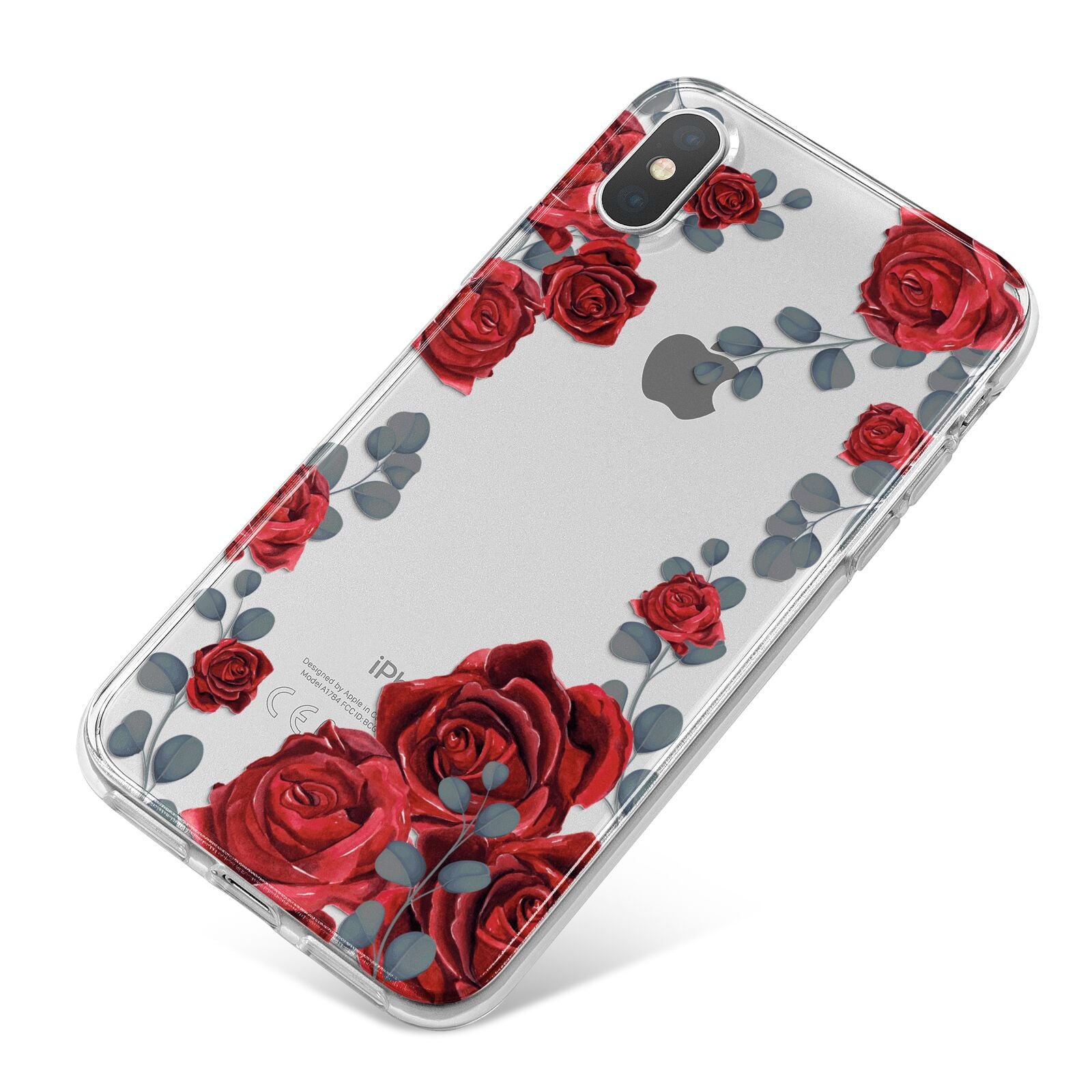 Red Roses iPhone X Bumper Case on Silver iPhone