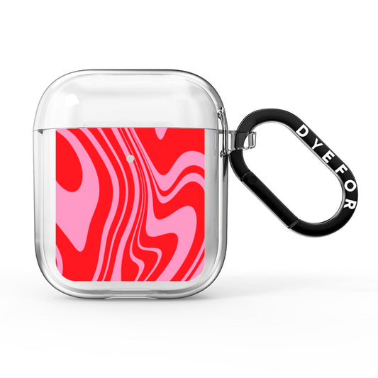 Red Swirl AirPods Clear Case
