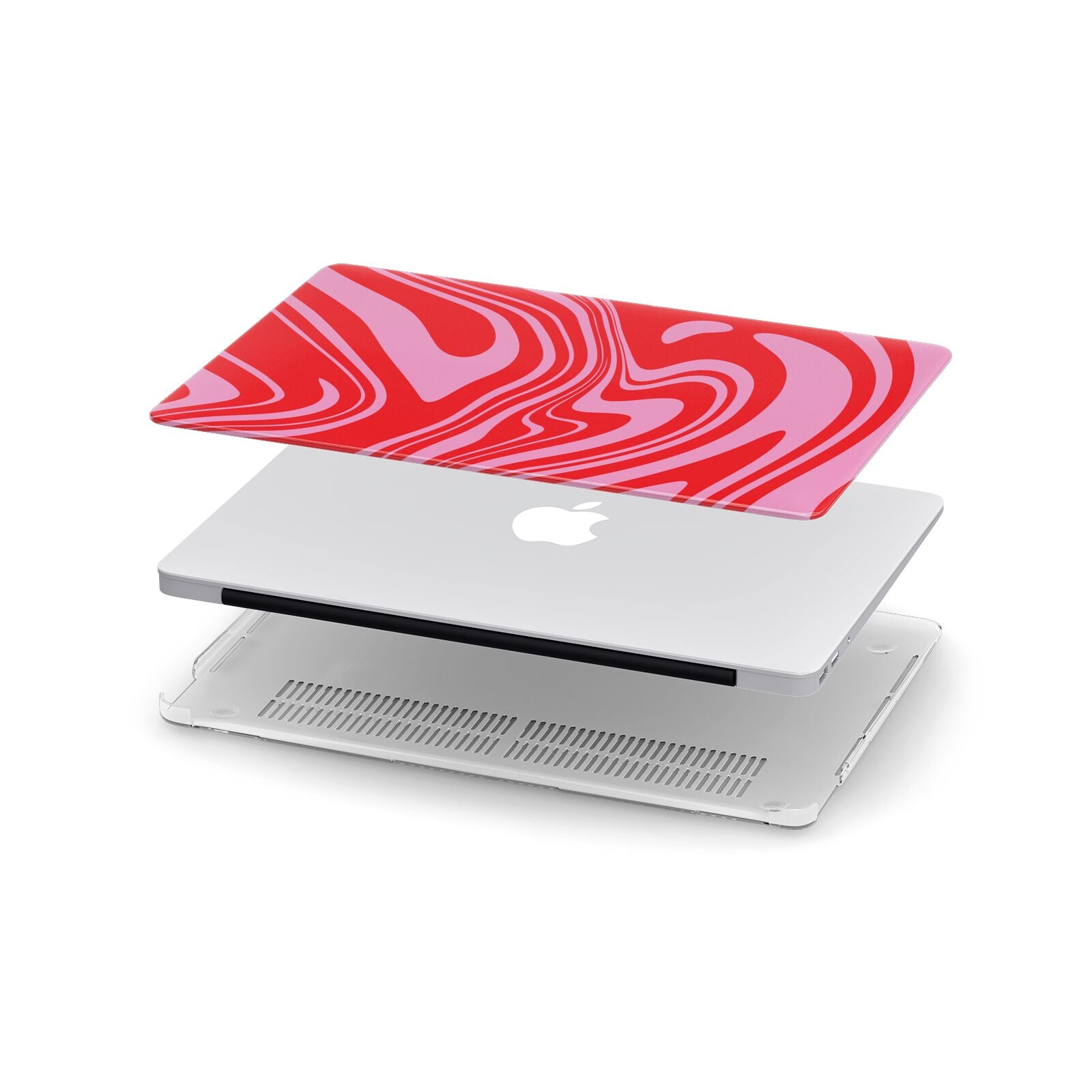 Red Swirl Apple MacBook Case in Detail