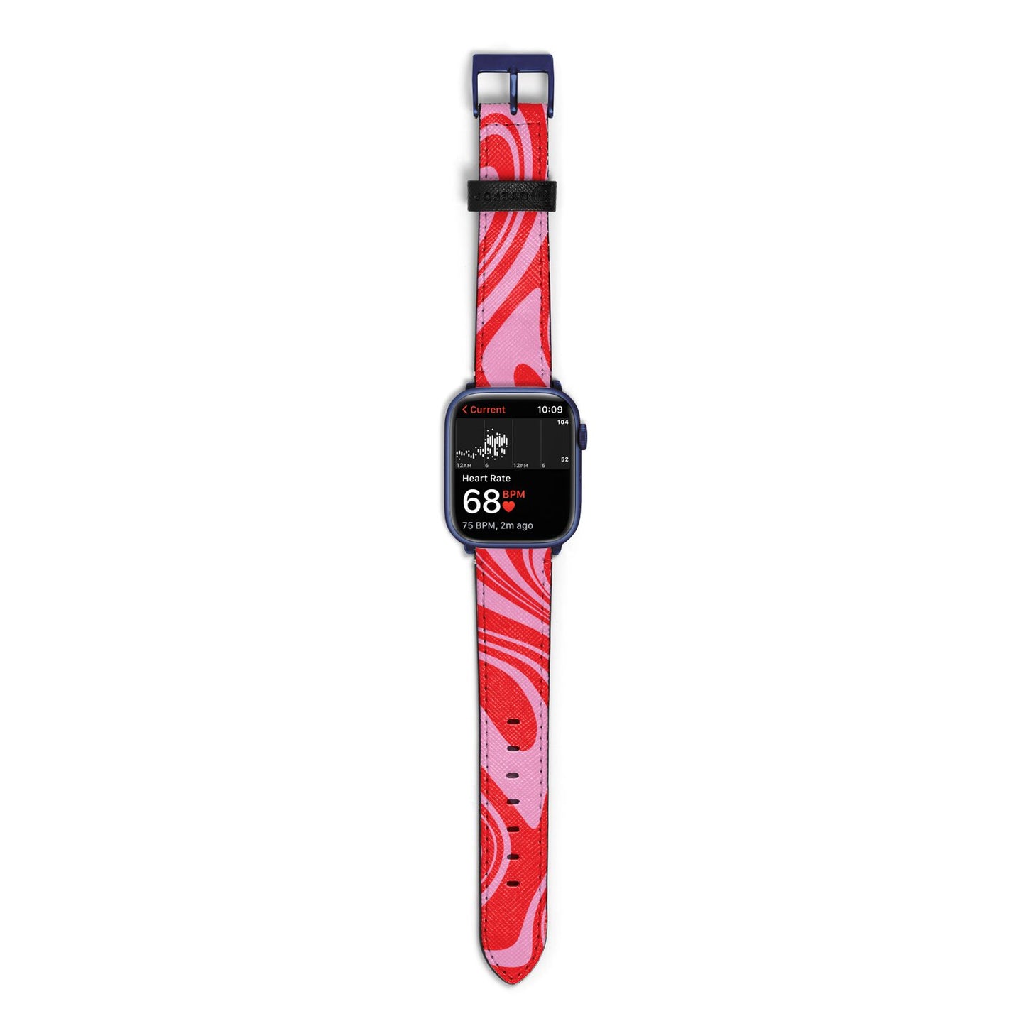 Red Swirl Apple Watch Strap Size 38mm with Blue Hardware