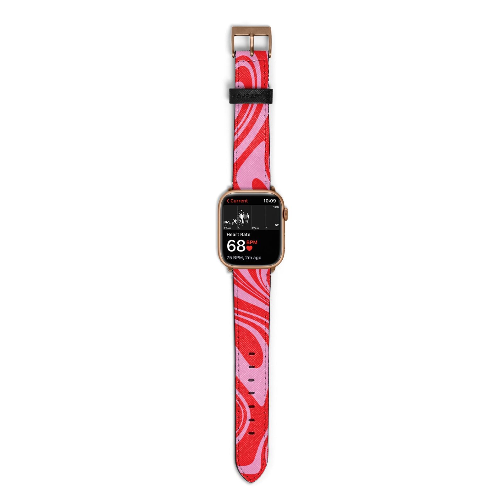 Red Swirl Apple Watch Strap Size 38mm with Gold Hardware