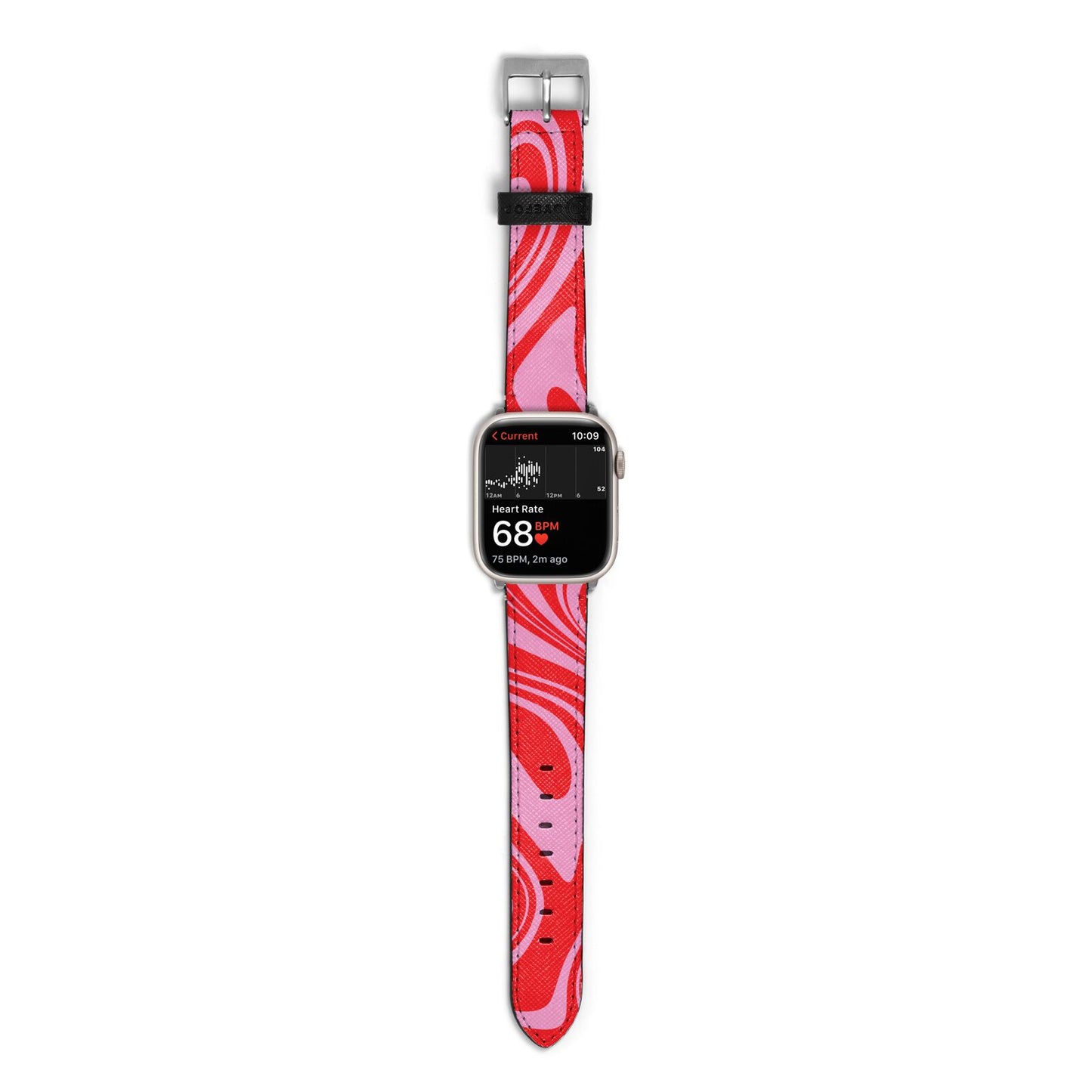 Red Swirl Apple Watch Strap Size 38mm with Silver Hardware