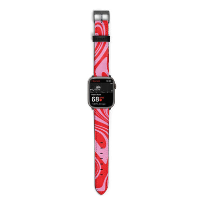 Red Swirl Apple Watch Strap Size 38mm with Space Grey Hardware