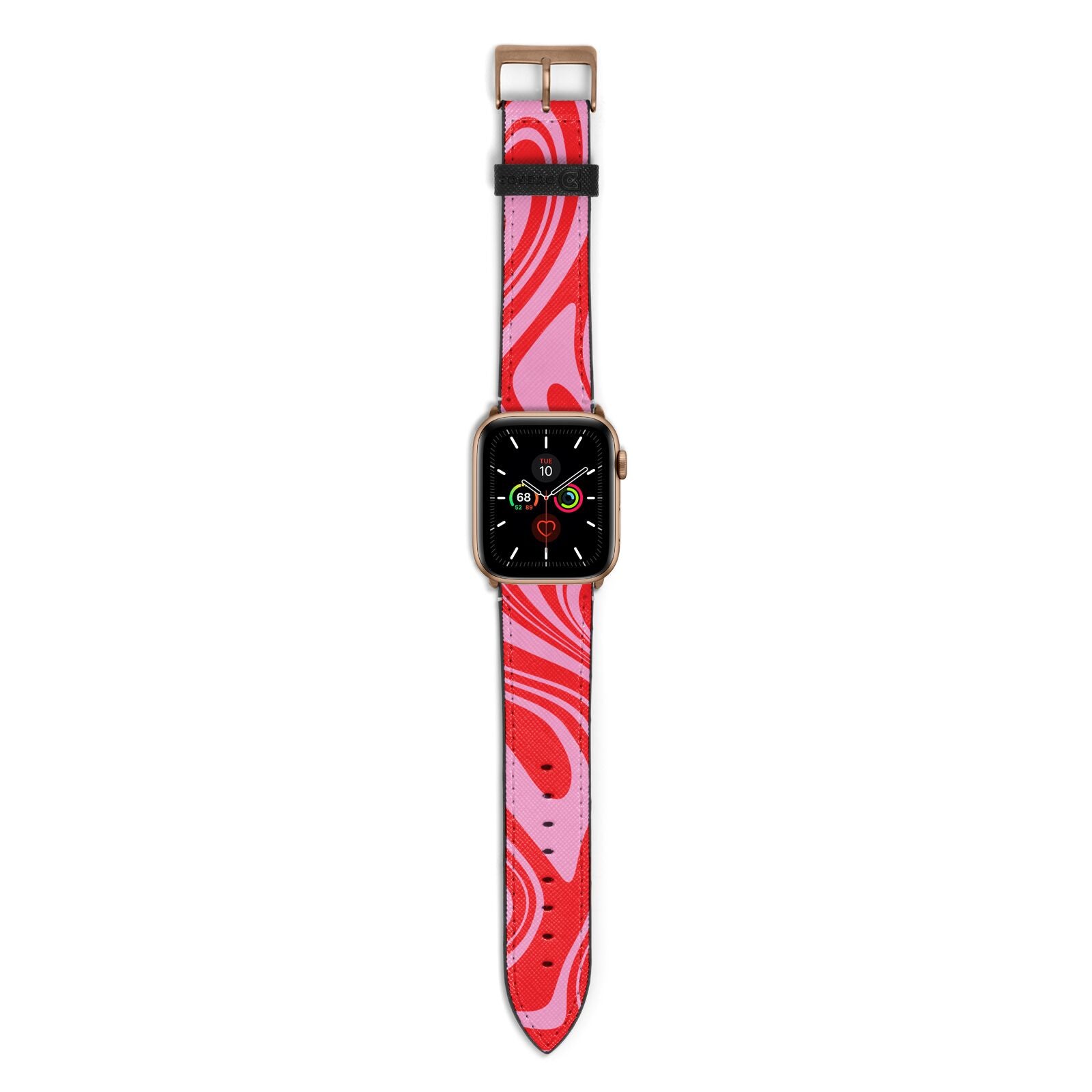 Red Swirl Apple Watch Strap with Gold Hardware