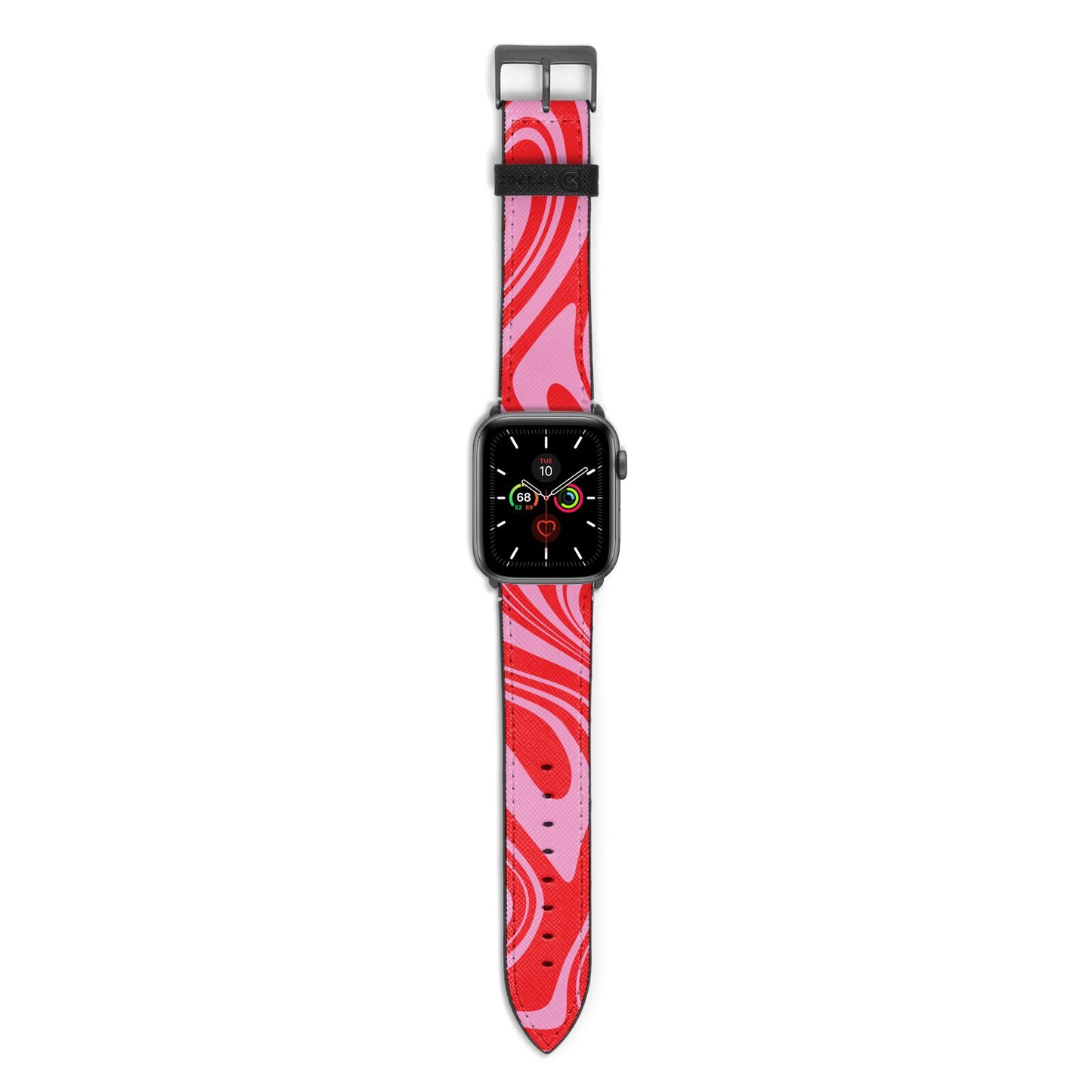 Red Swirl Apple Watch Strap with Space Grey Hardware