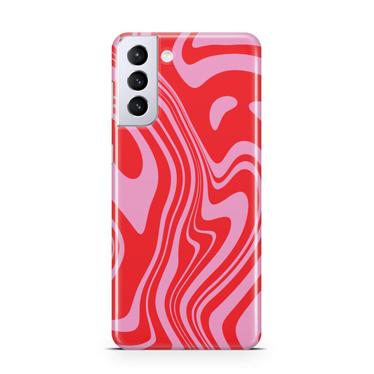 Red Swirl Samsung S21 Plus Phone Case