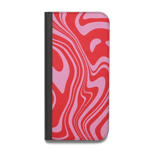 Red Swirl Vegan Leather Flip iPhone Case
