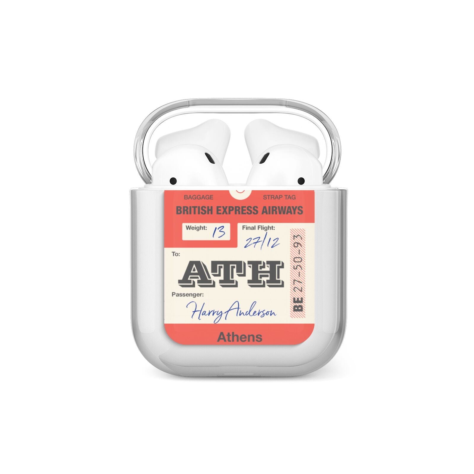 Red Vintage Baggage Tag AirPods Case