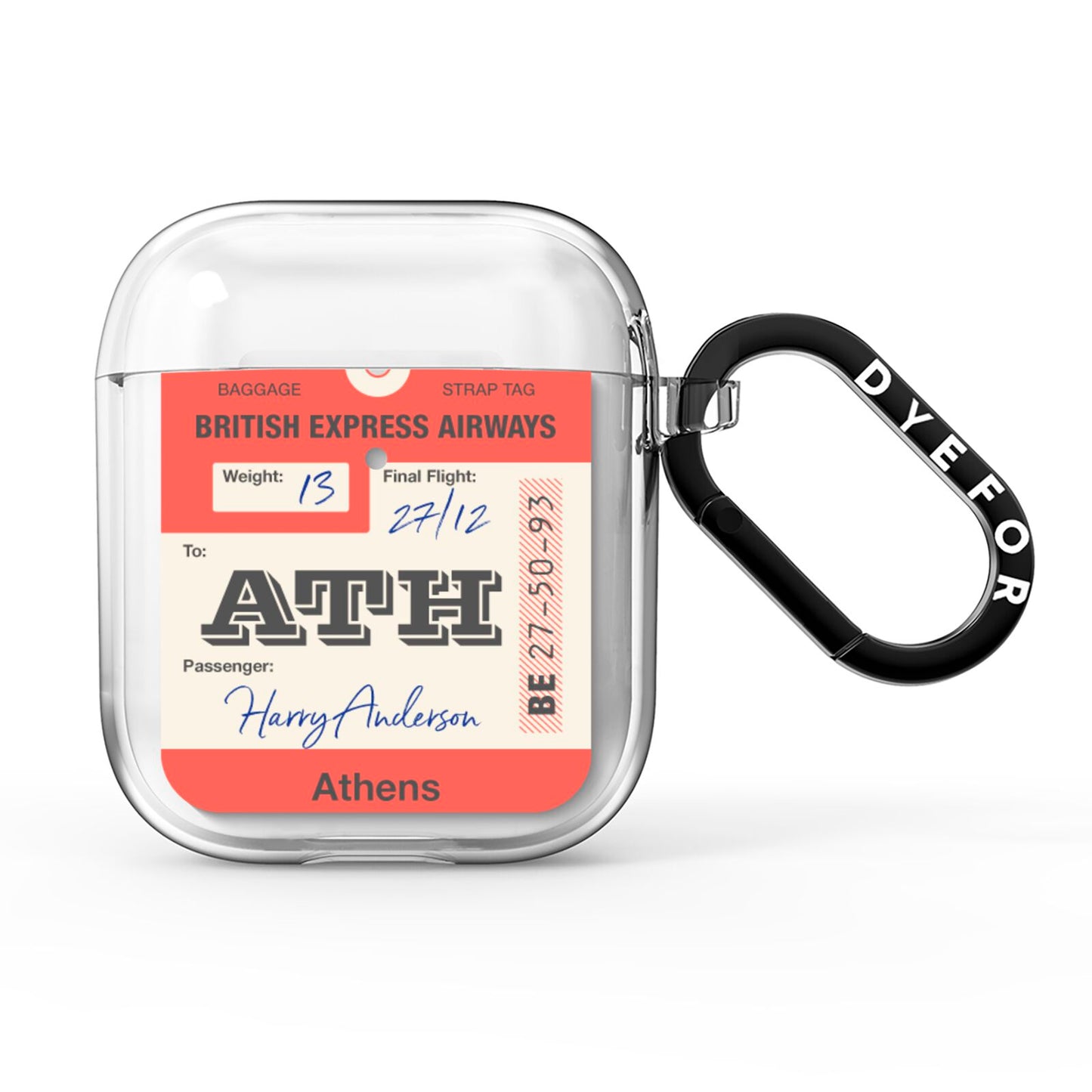 Red Vintage Baggage Tag AirPods Clear Case