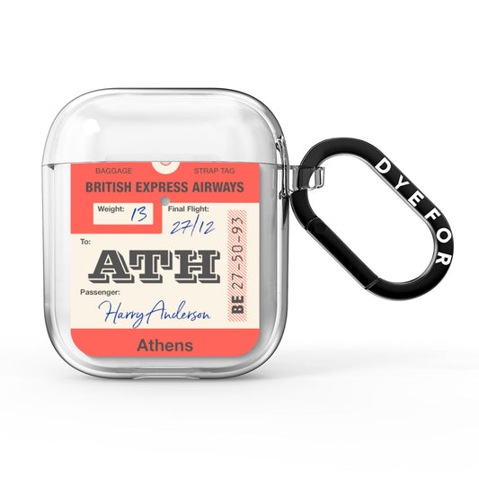 Red Vintage Baggage Tag AirPods Clear Case
