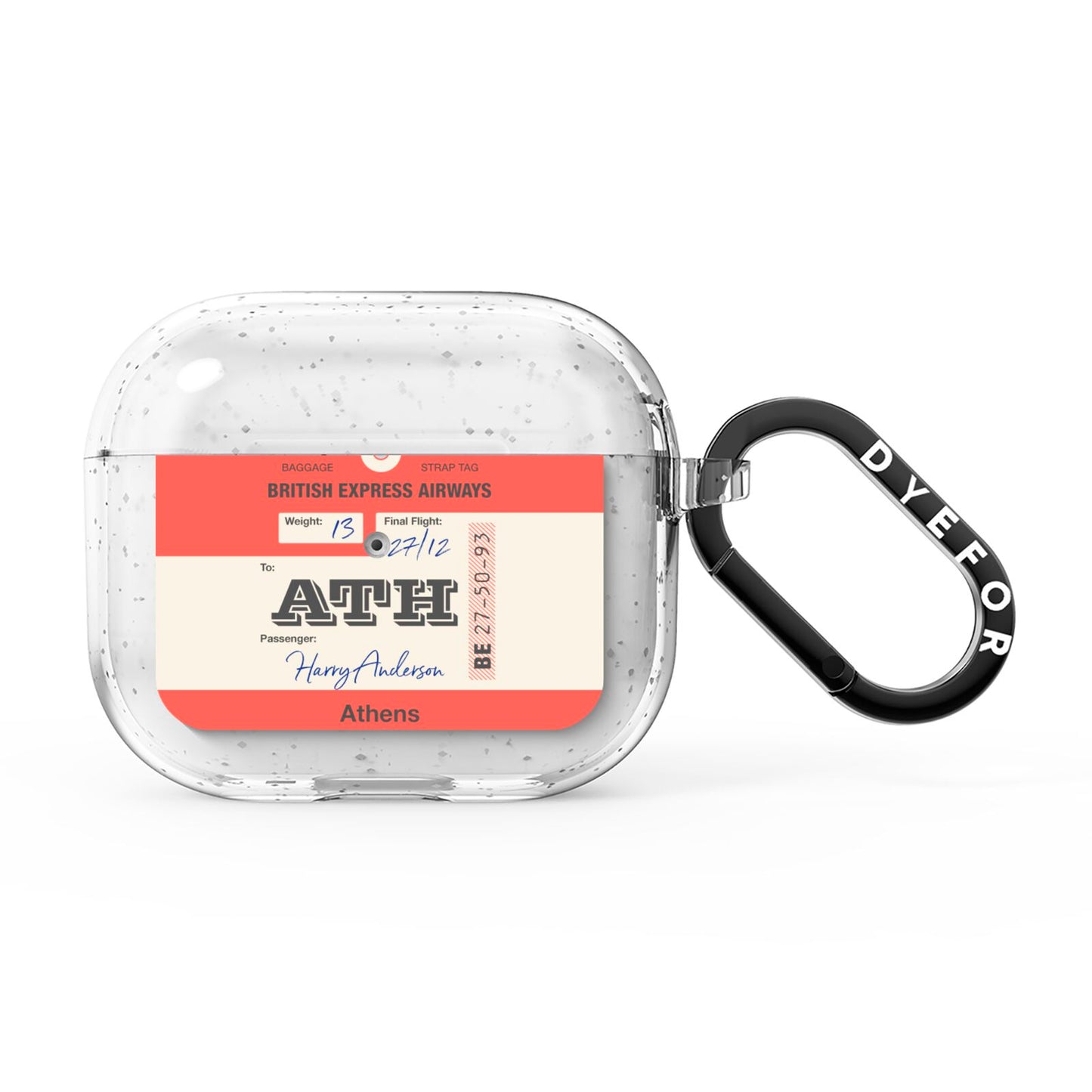 Red Vintage Baggage Tag AirPods Glitter Case 3rd Gen