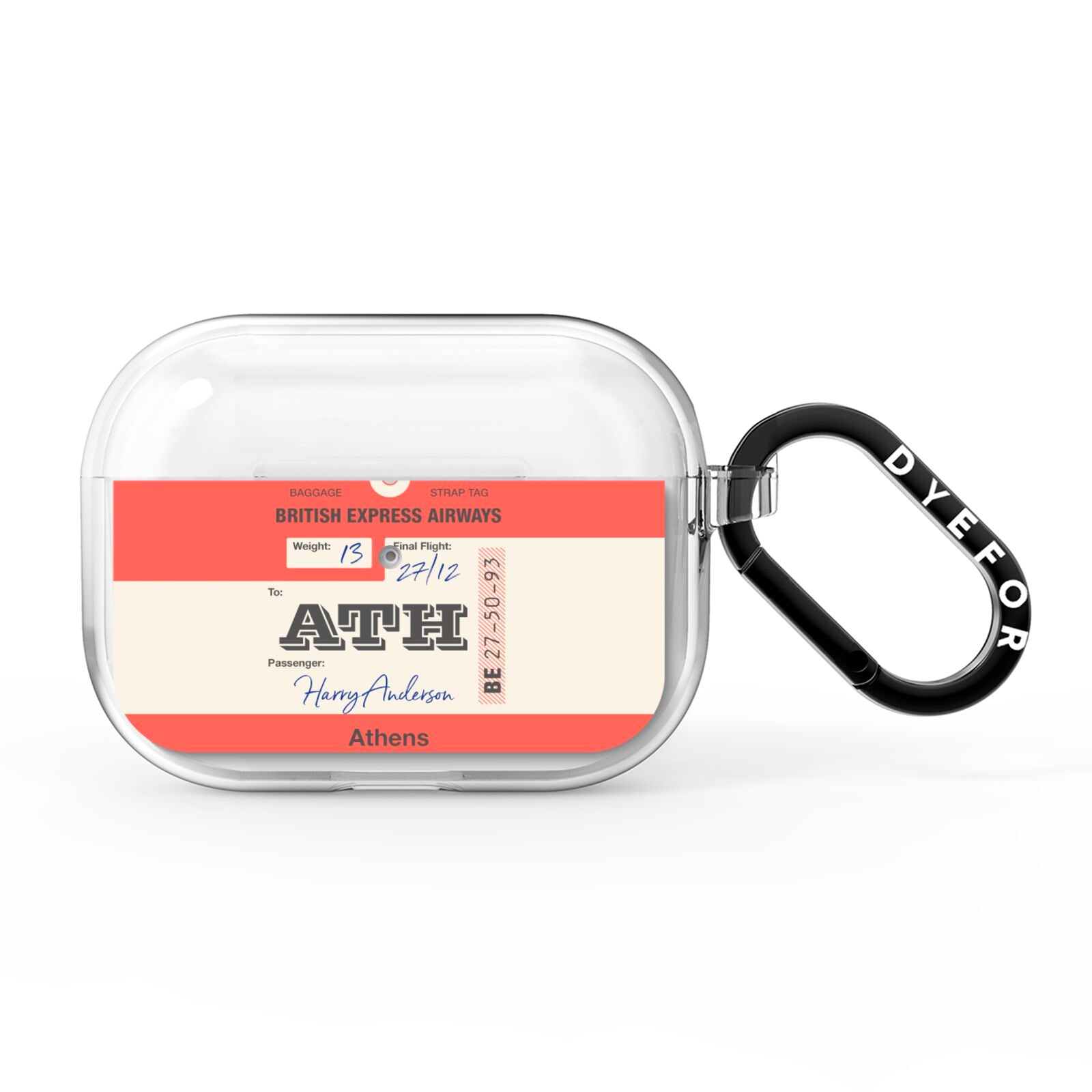 Red Vintage Baggage Tag AirPods Pro Clear Case