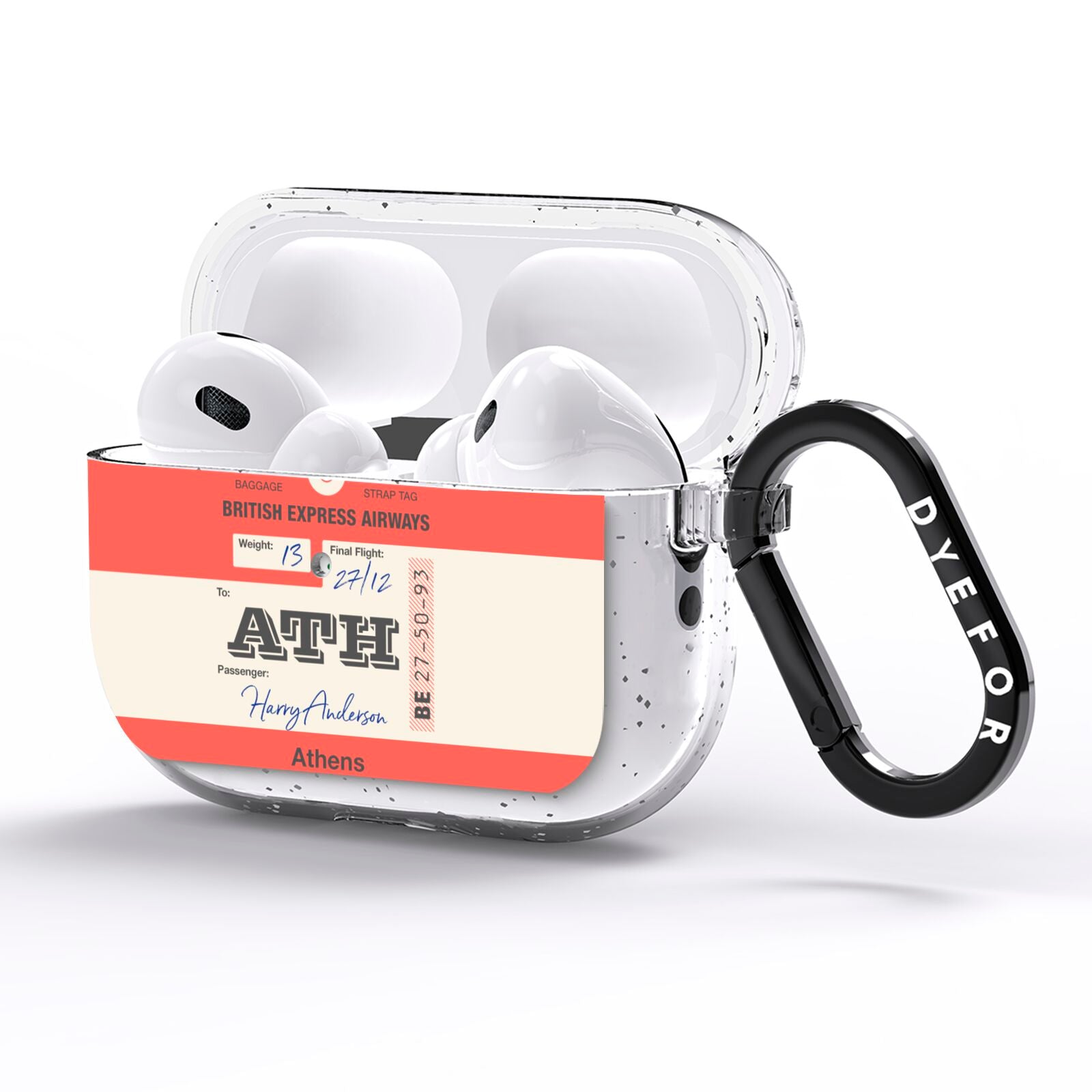 Red Vintage Baggage Tag AirPods Pro Glitter Case Side Image