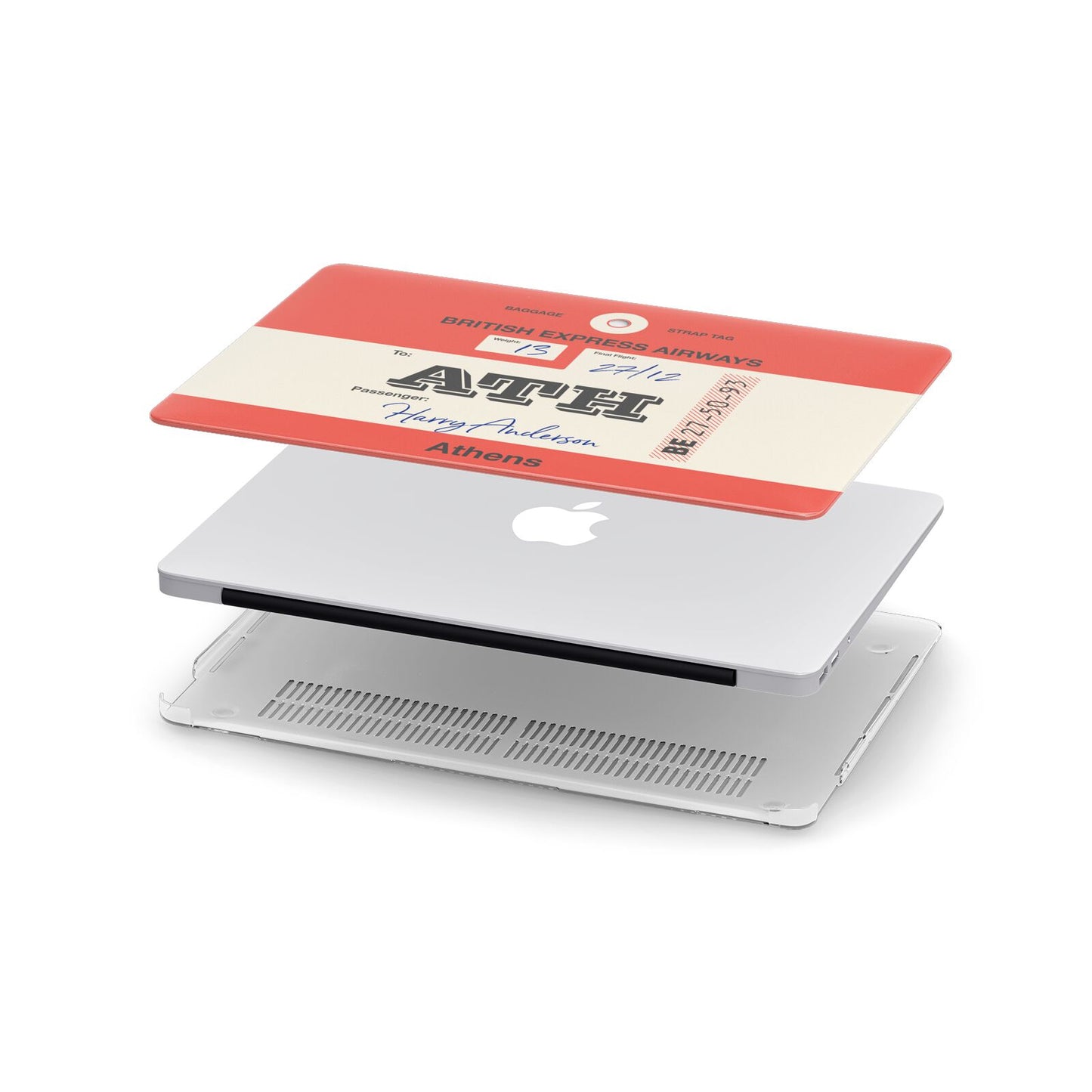 Red Vintage Baggage Tag Apple MacBook Case in Detail