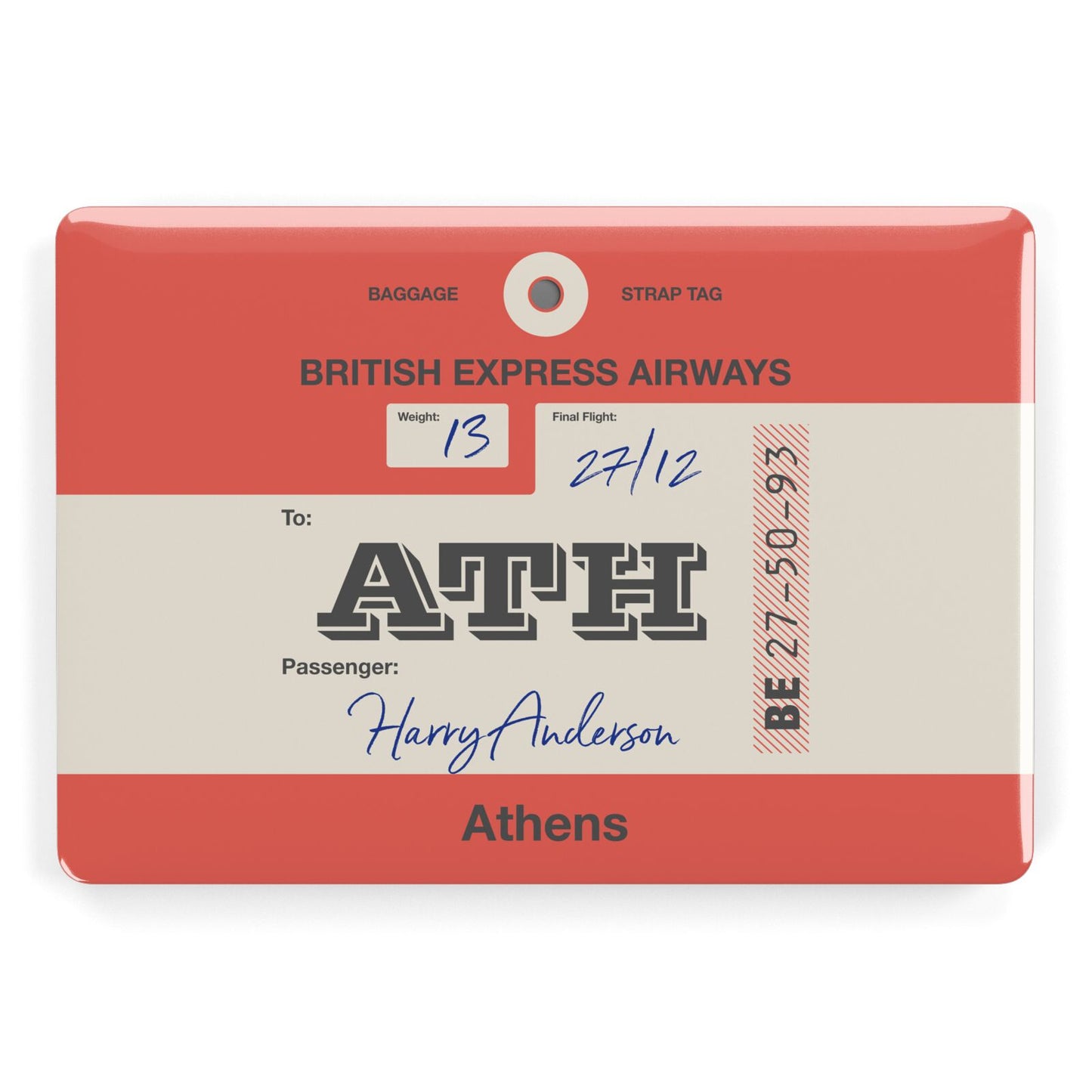 Red Vintage Baggage Tag Apple MacBook Case