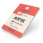 Red Vintage Baggage Tag Apple iPad Case on Rose Gold iPad Side View