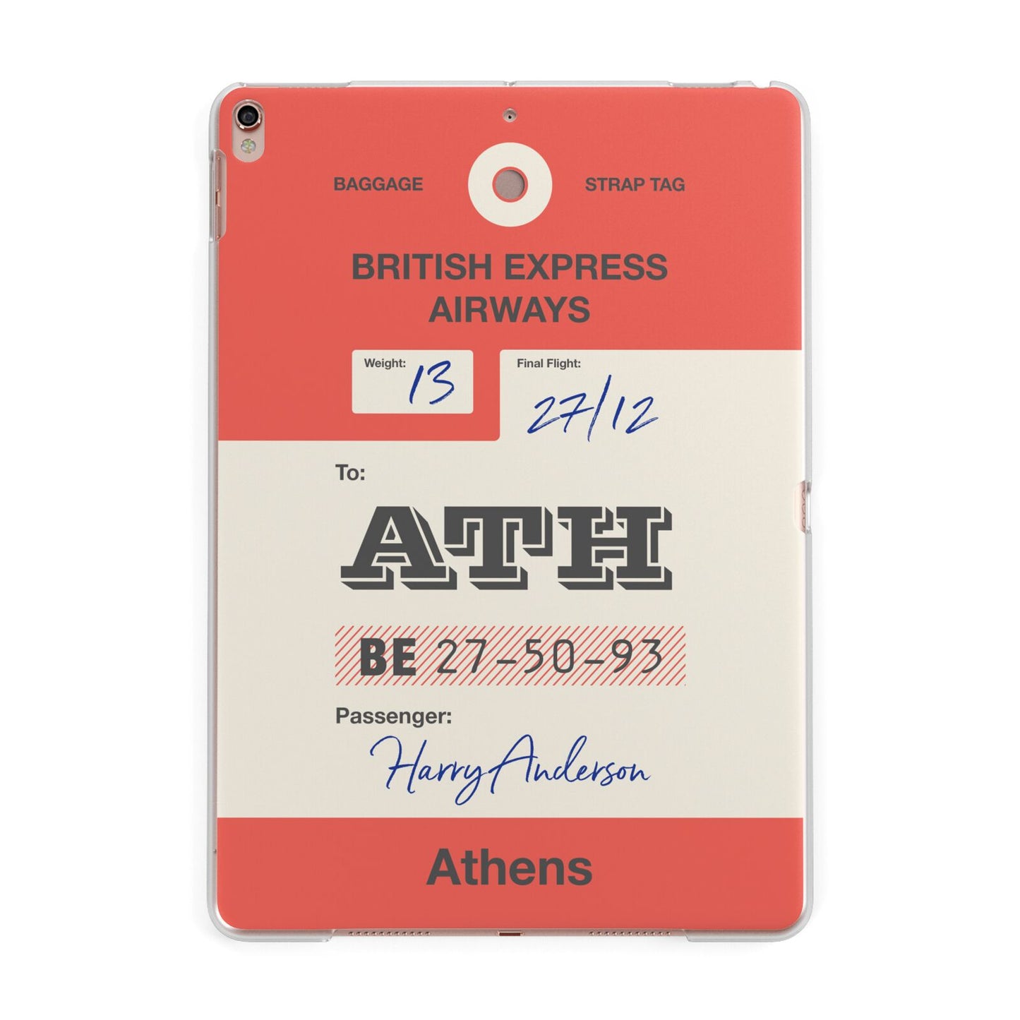 Red Vintage Baggage Tag Apple iPad Rose Gold Case