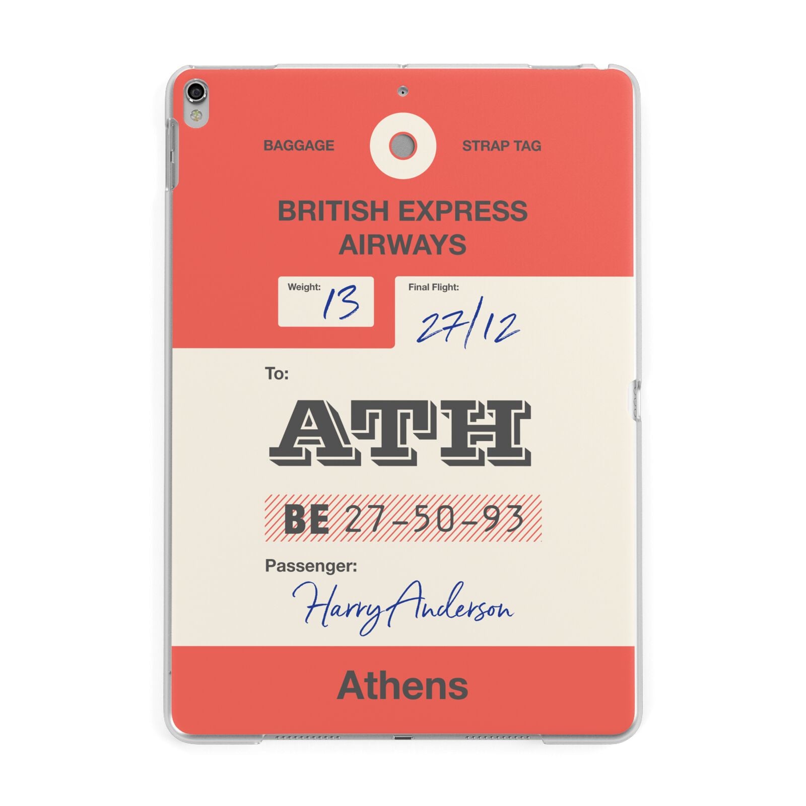 Red Vintage Baggage Tag Apple iPad Silver Case