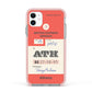 Red Vintage Baggage Tag Apple iPhone 11 in White with Pink Impact Case