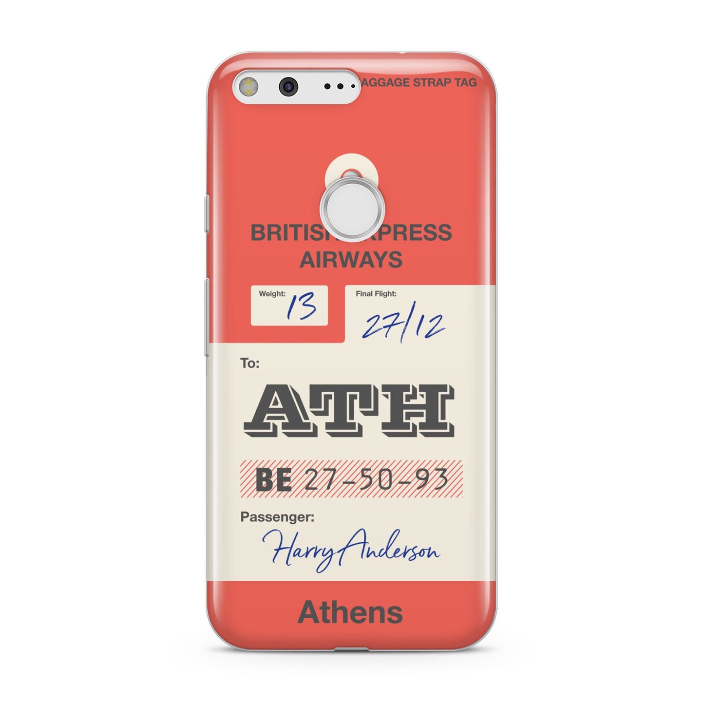 Red Vintage Baggage Tag Google Pixel Case