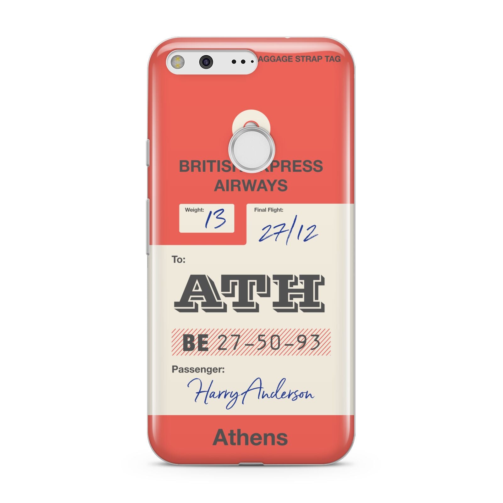 Red Vintage Baggage Tag Google Pixel Case