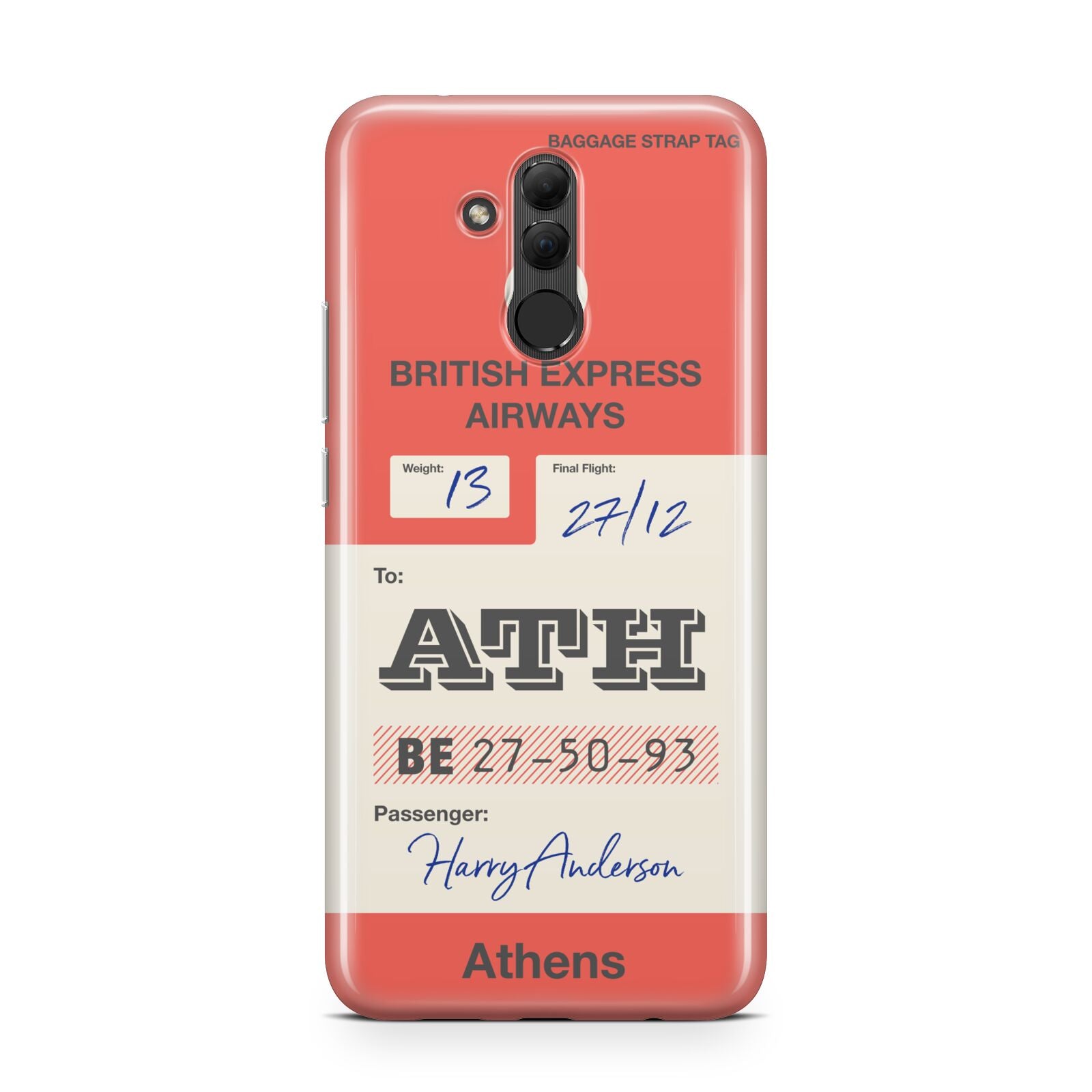 Red Vintage Baggage Tag Huawei Mate 20 Lite