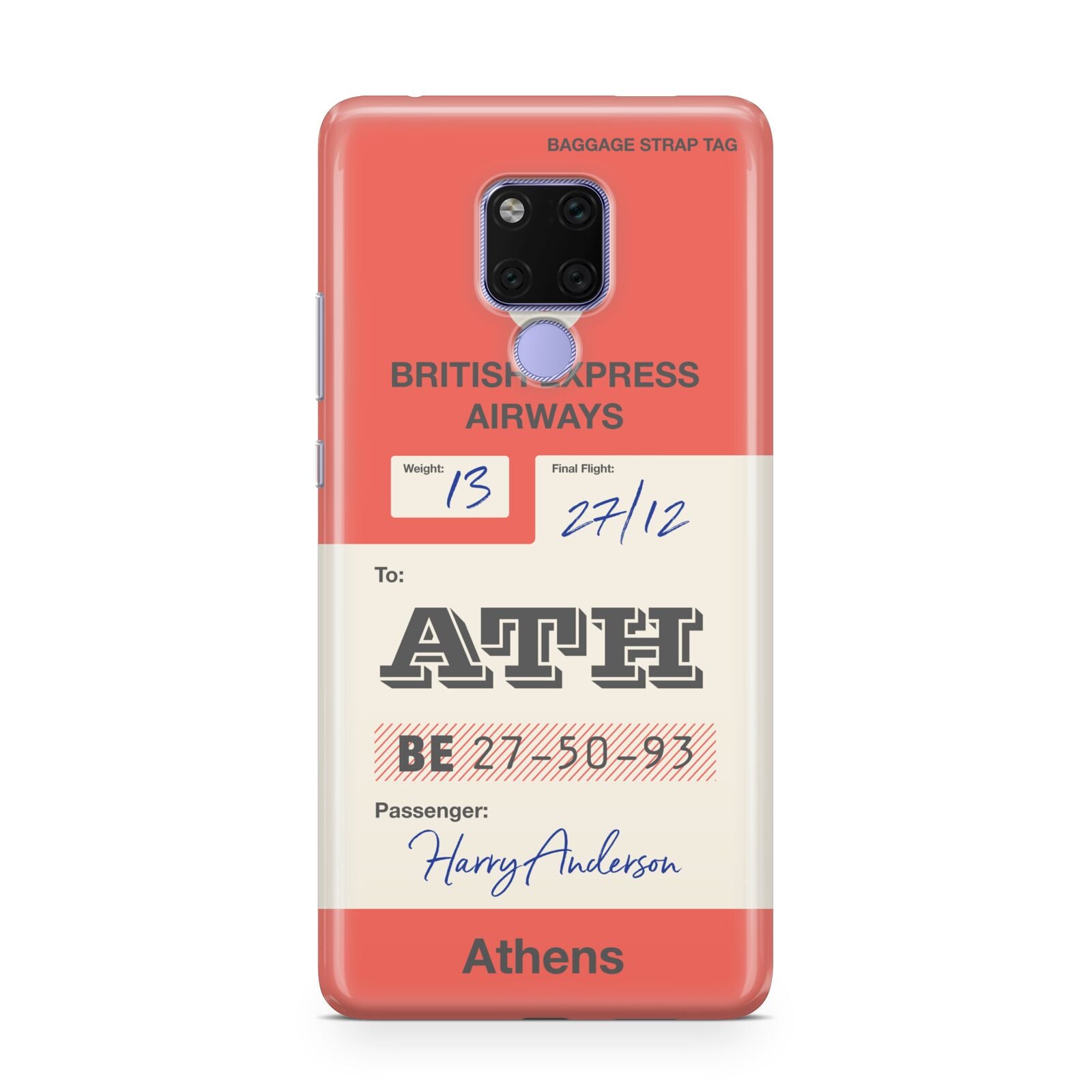 Red Vintage Baggage Tag Huawei Mate 20X Phone Case