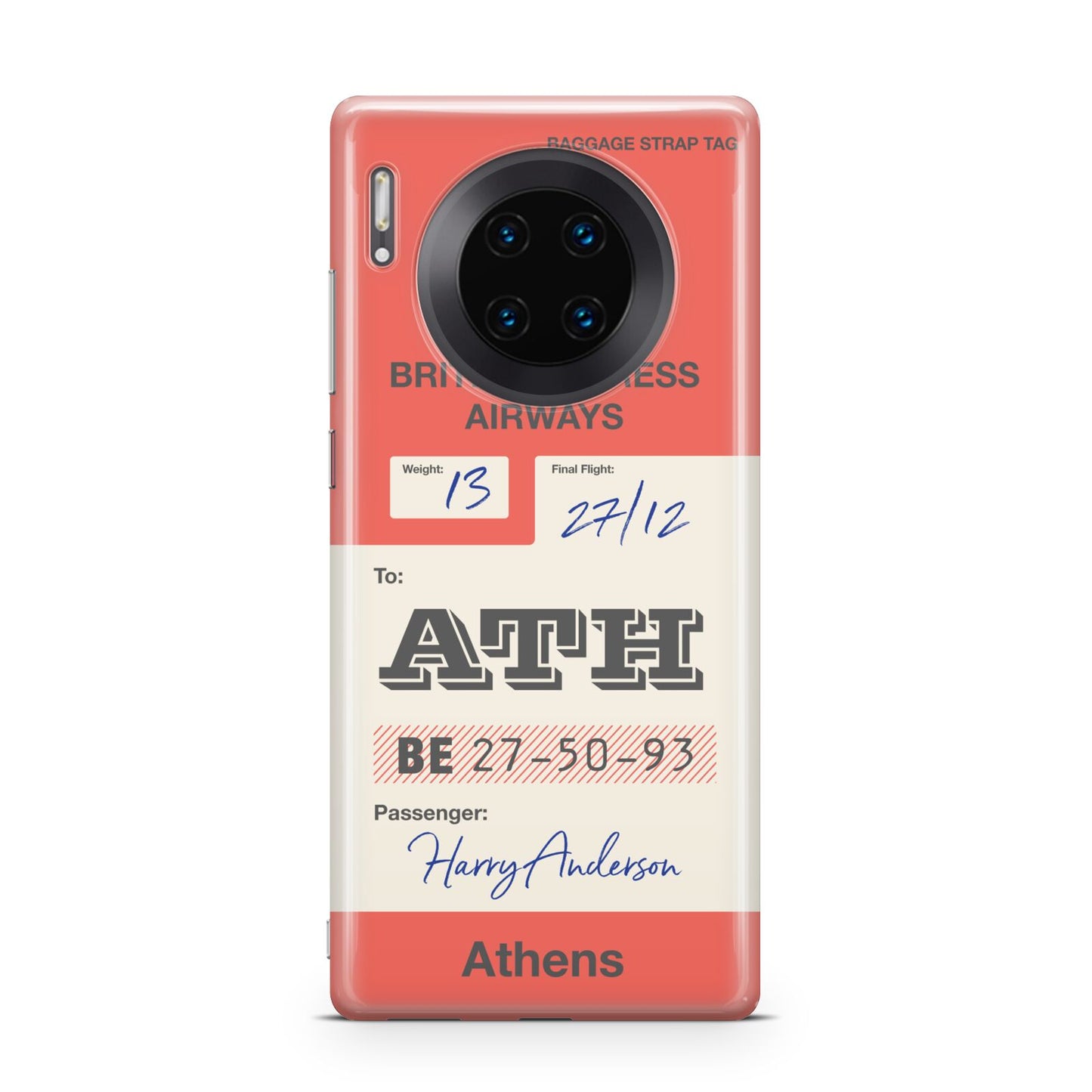 Red Vintage Baggage Tag Huawei Mate 30 Pro Phone Case