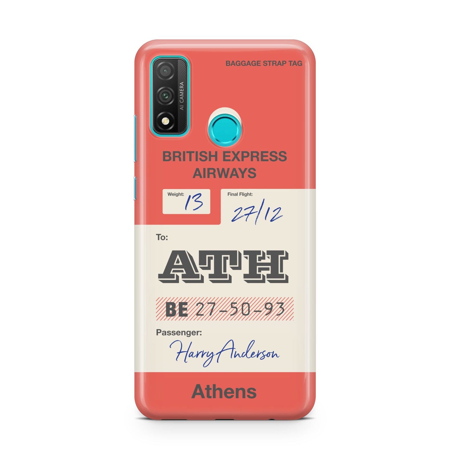 Red Vintage Baggage Tag Huawei P Smart 2020