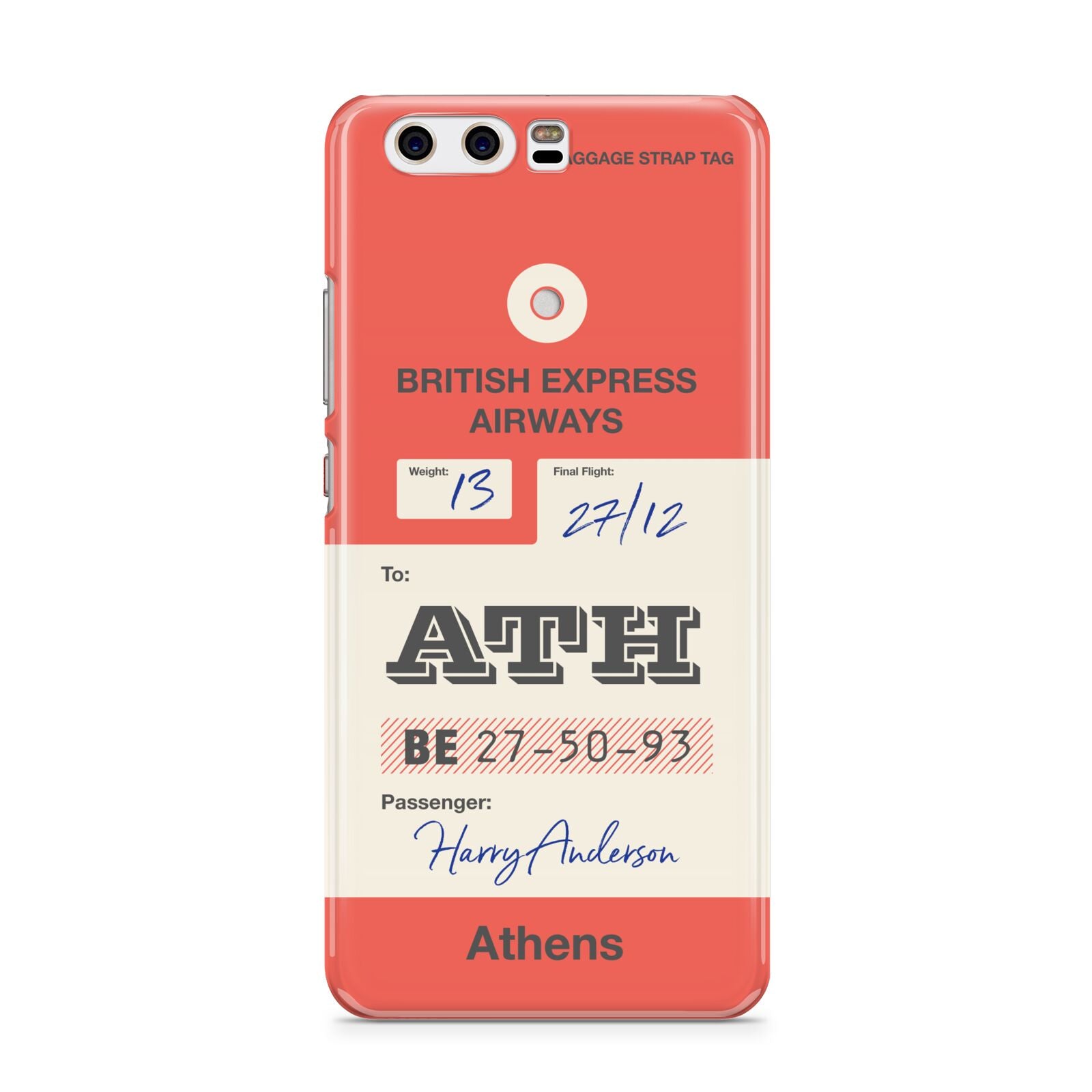 Red Vintage Baggage Tag Huawei P10 Phone Case