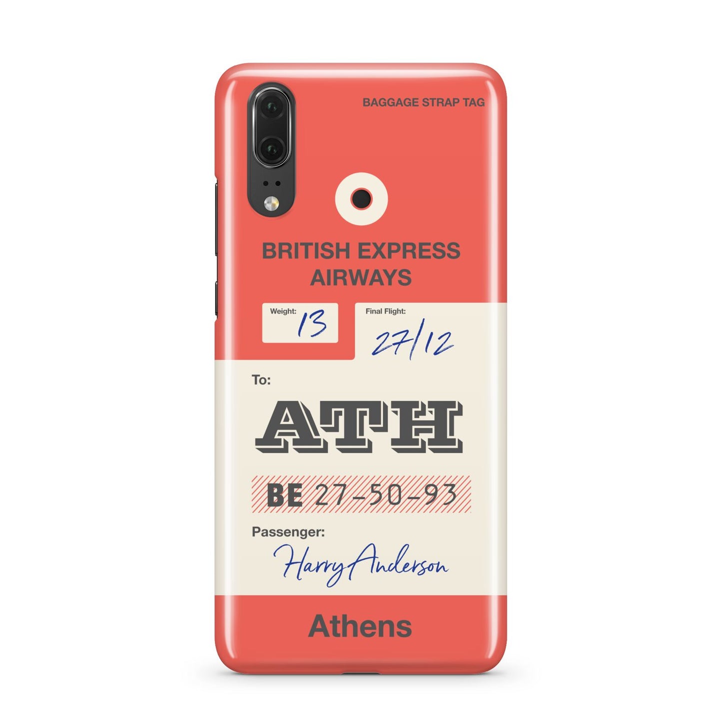 Red Vintage Baggage Tag Huawei P20 Phone Case