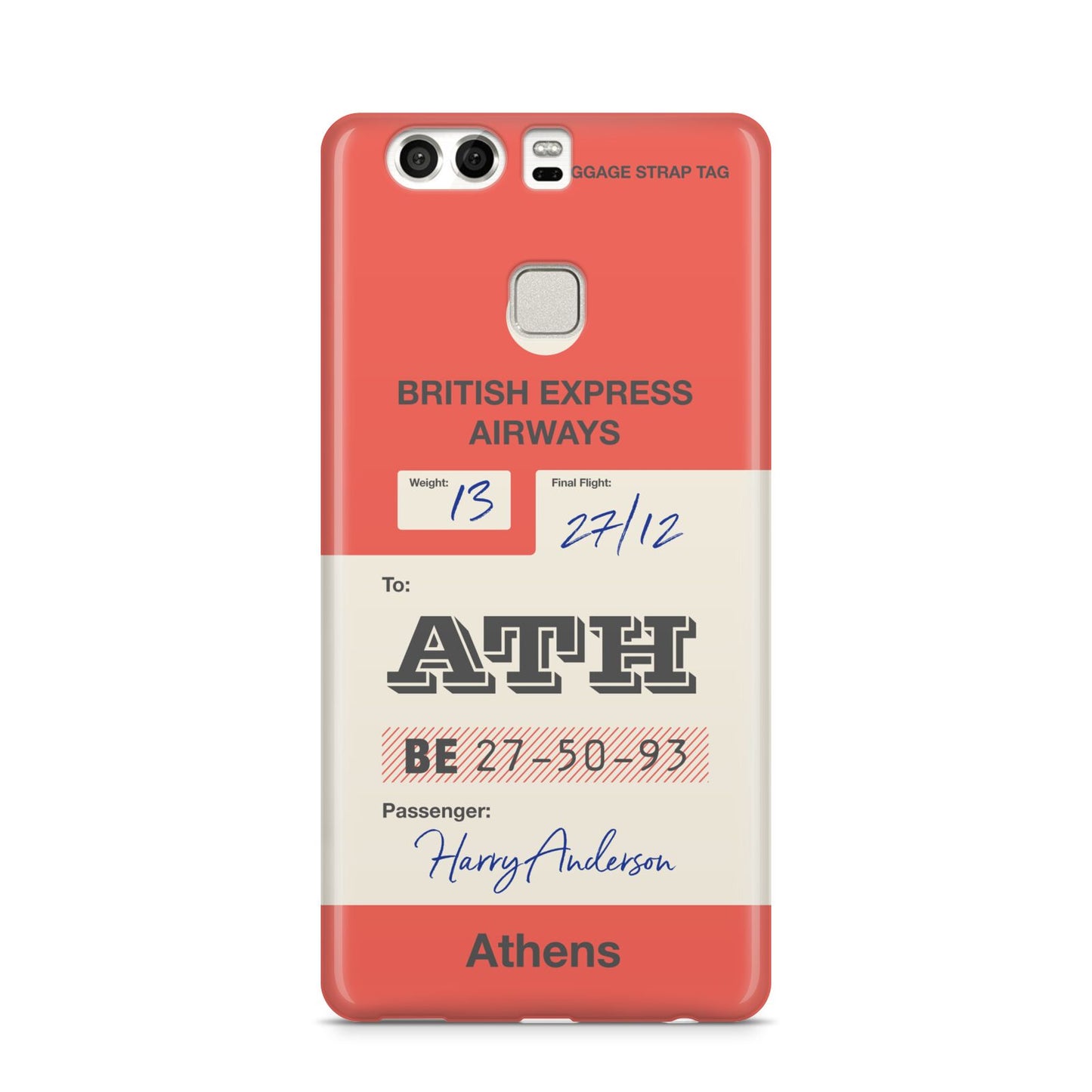 Red Vintage Baggage Tag Huawei P9 Case