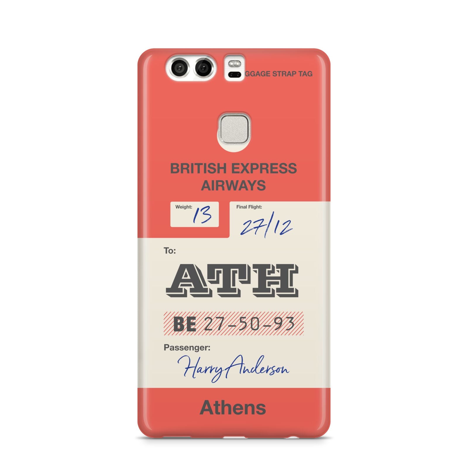 Red Vintage Baggage Tag Huawei P9 Case