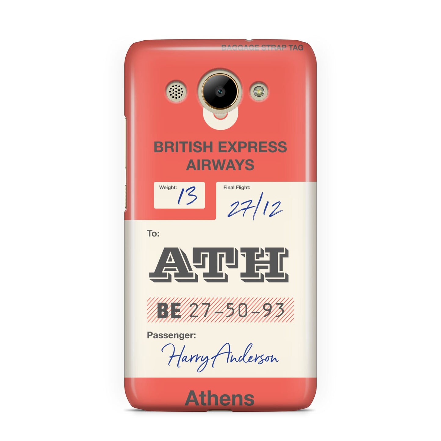 Red Vintage Baggage Tag Huawei Y3 2017