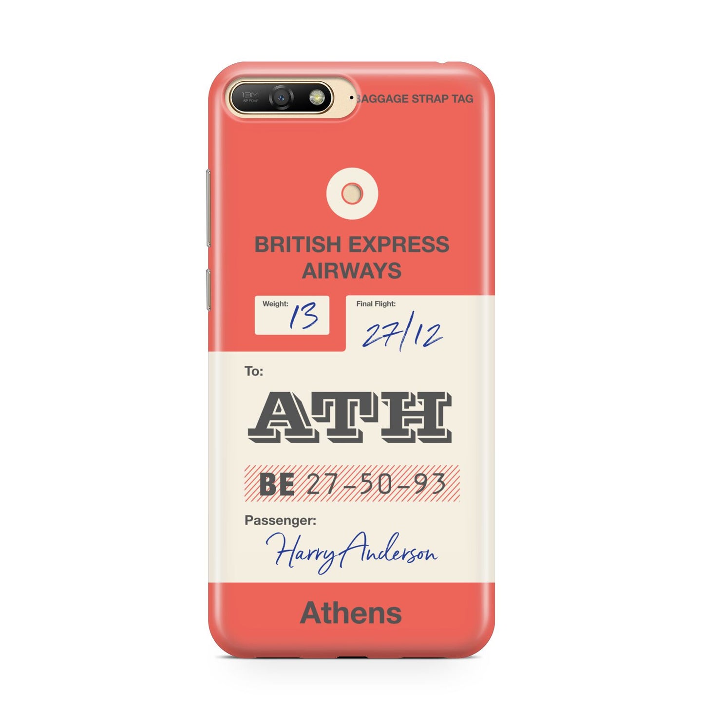 Red Vintage Baggage Tag Huawei Y6 2018