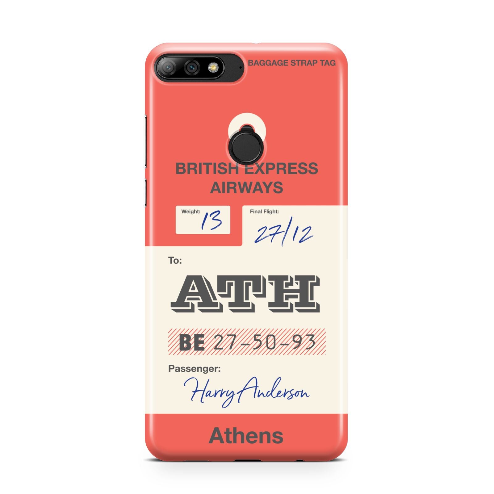 Red Vintage Baggage Tag Huawei Y7 2018