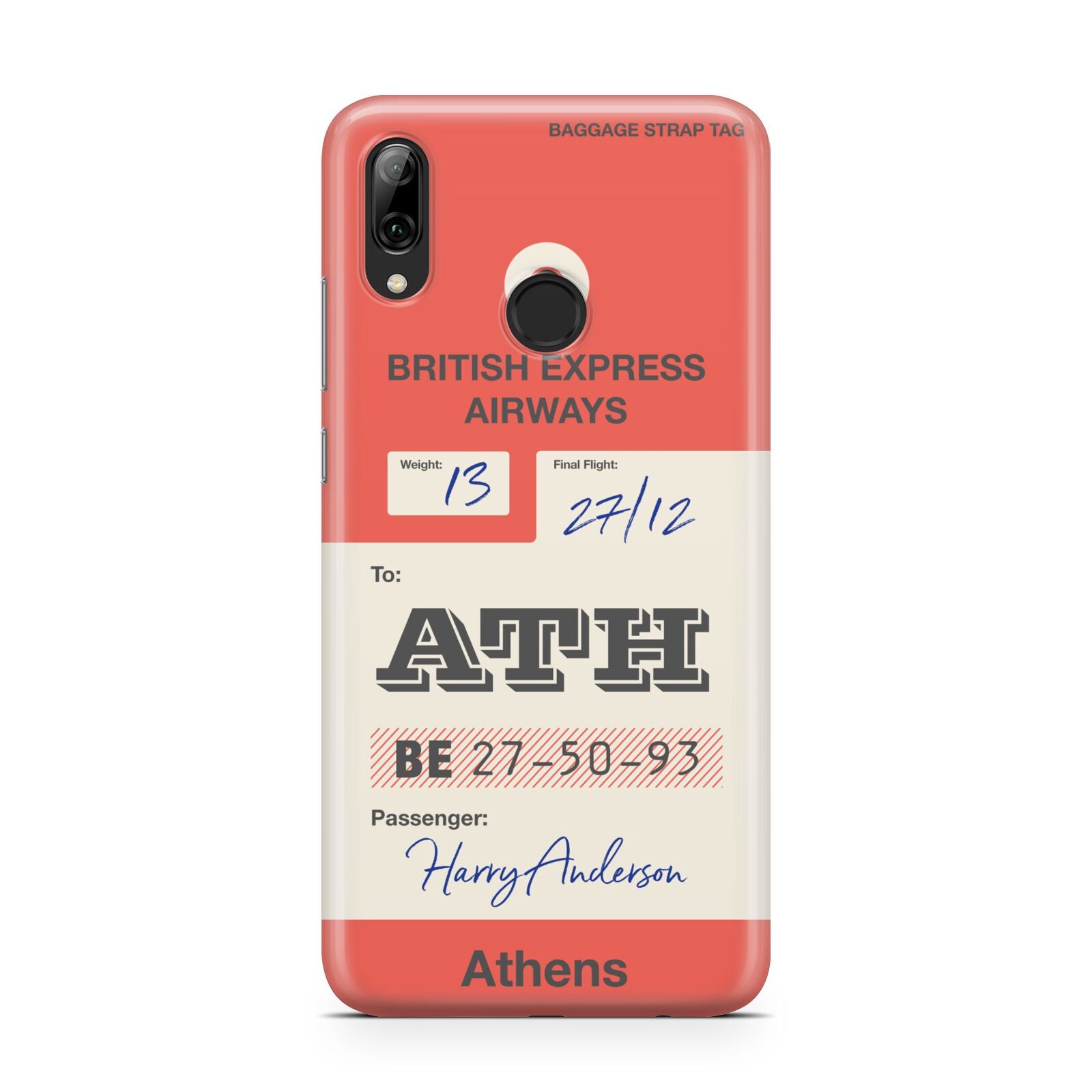 Red Vintage Baggage Tag Huawei Y7 2019