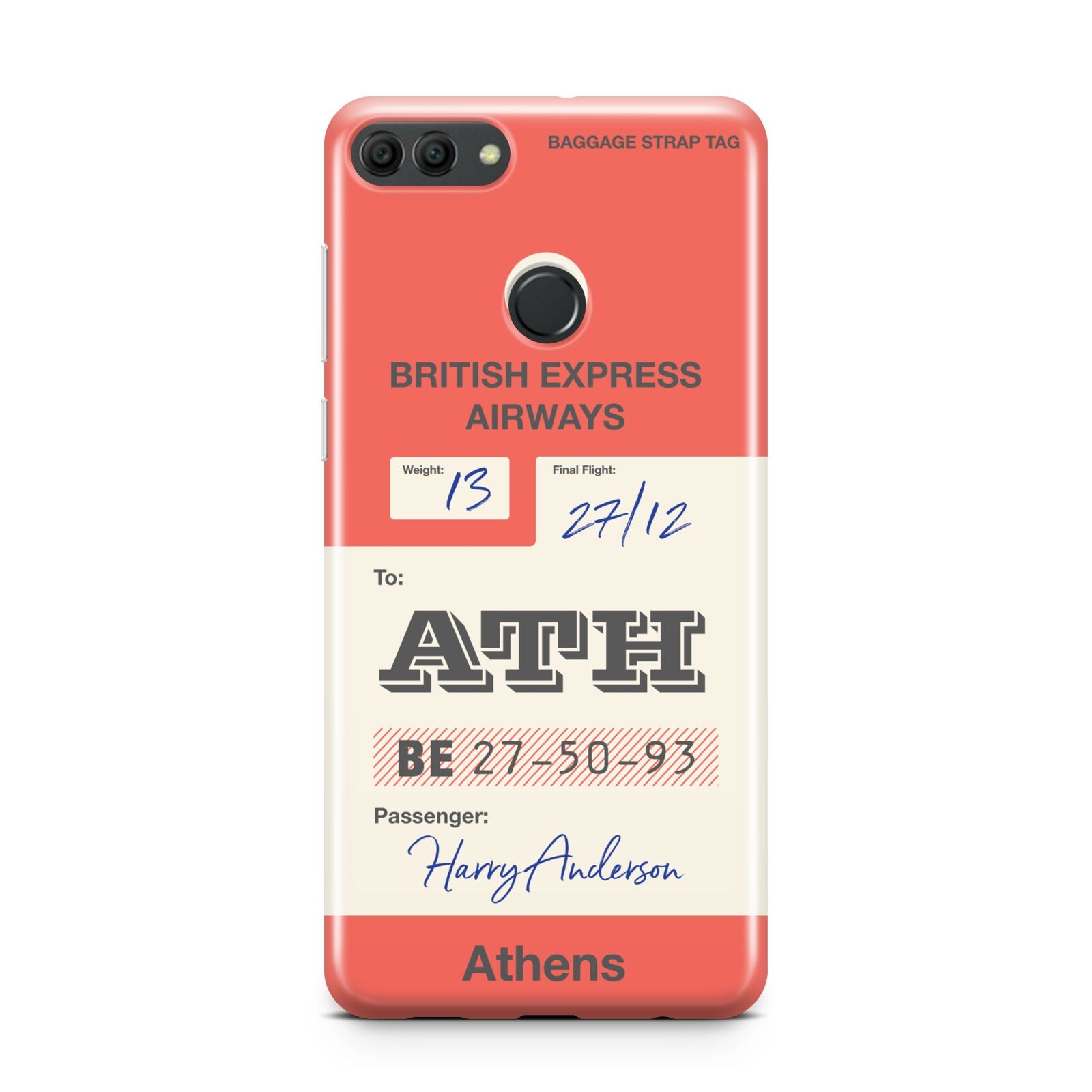 Red Vintage Baggage Tag Huawei Y9 2018