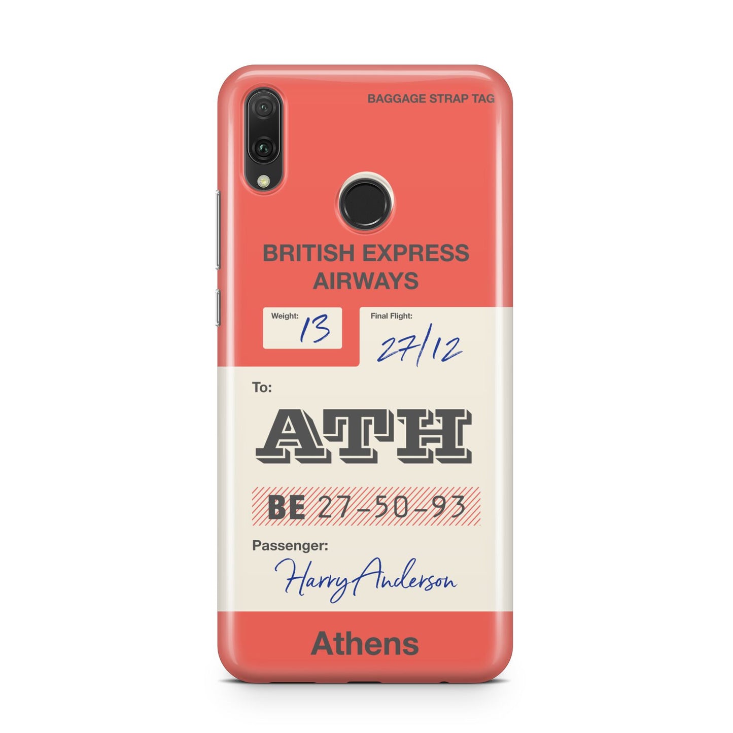 Red Vintage Baggage Tag Huawei Y9 2019